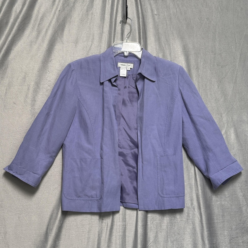 Coldwater Creek Jacket Womens Petite Small Lavender Silk Linen Open Front Blazer